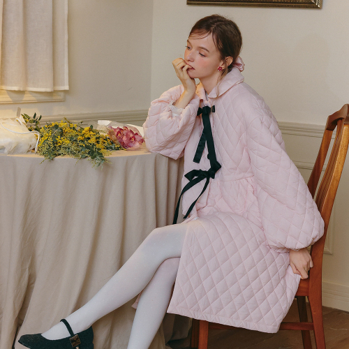 Cest_Ribbon quilted coat