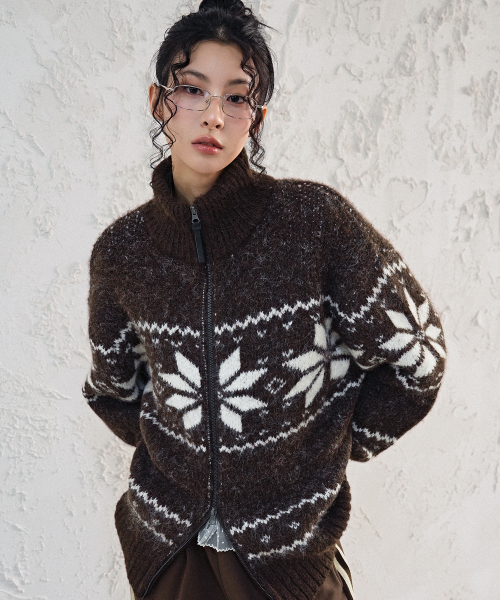 Snowfield Jacquard Knit Zip-up_5Colors