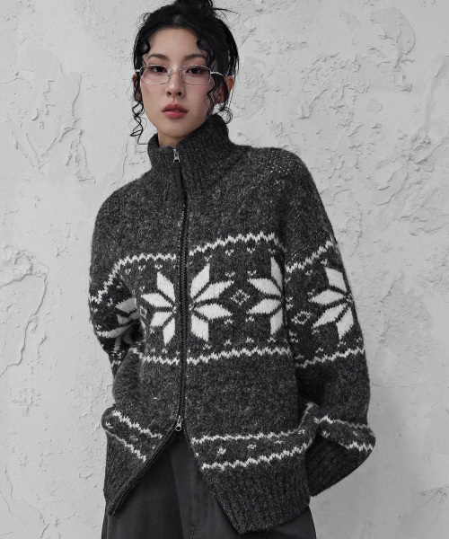 Snowfield Jacquard Knit Zip-up_5Colors
