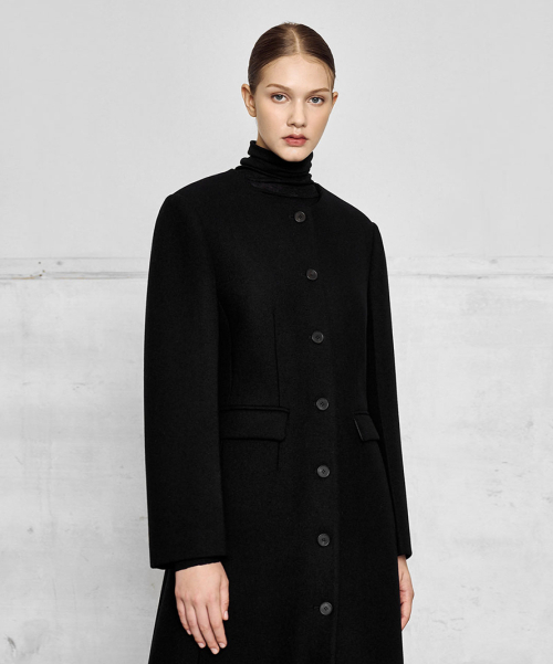 fit шерстяной пальто_BLACK
