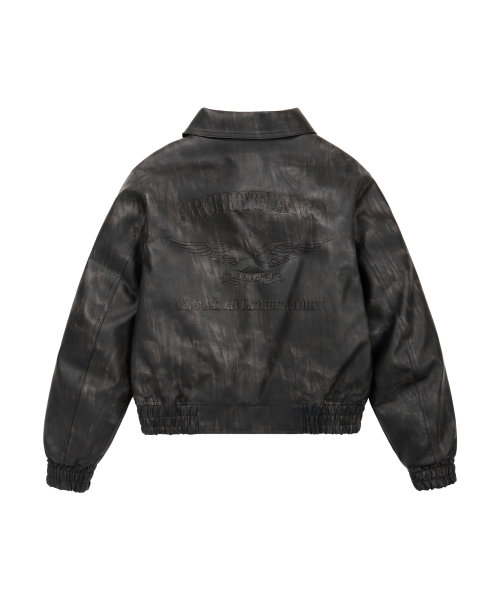 Embossing Leather Jacket (Black)