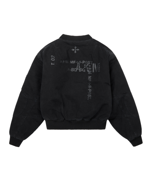 Distressed Cotton MA-1 Jacket (Black)