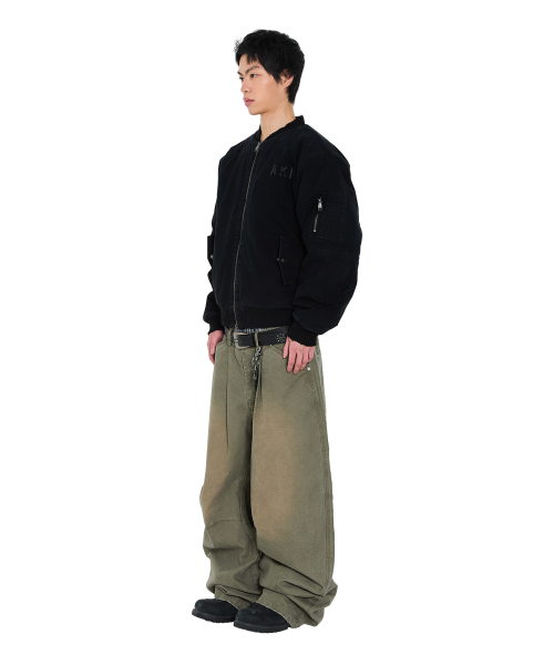 Distressed Cotton MA-1 Jacket (Black)