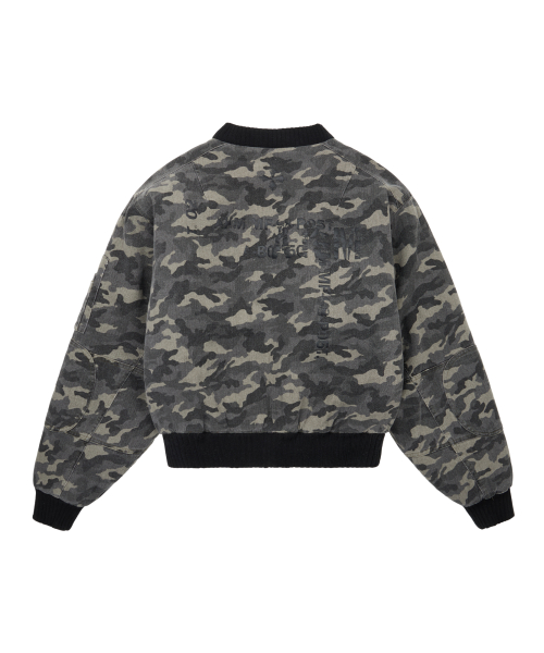 Distressed Cotton MA-1 Jacket (Camo)
