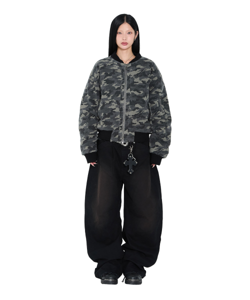 Distressed Cotton MA-1 Jacket (Camo)