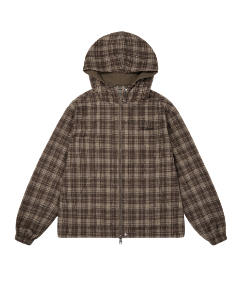 Reversible Check Hooded Jacket (Brown)