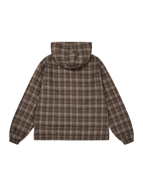 Reversible Check Hooded Jacket (Brown)