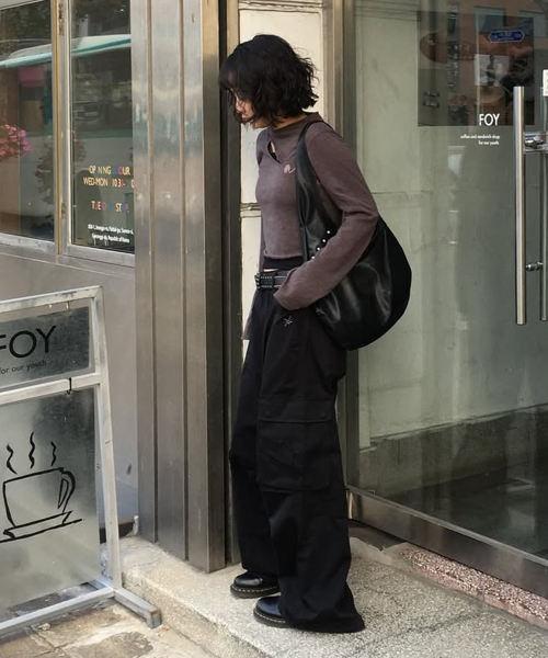 ONBORN LOGO CARGO PANTS_BLACK