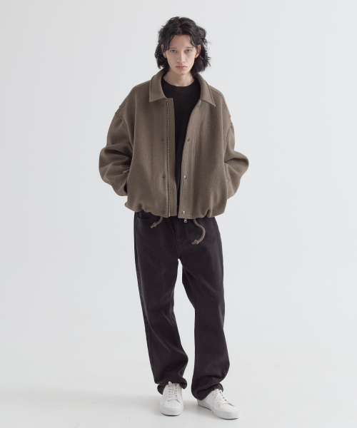 шерсть укороченная на молнии Jacket_Beige
