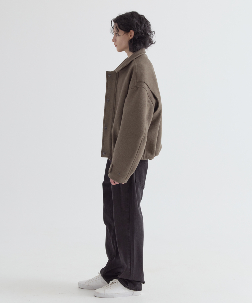 шерсть укороченная на молнии Jacket_Beige