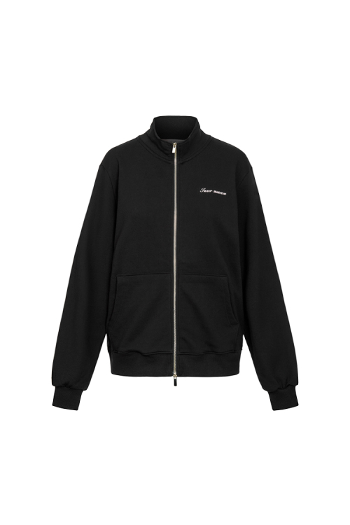 Двусторонняя зип-худи с воротником и надписью (Black)