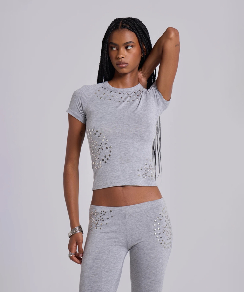 Топ Studded Grey Marl, Grey