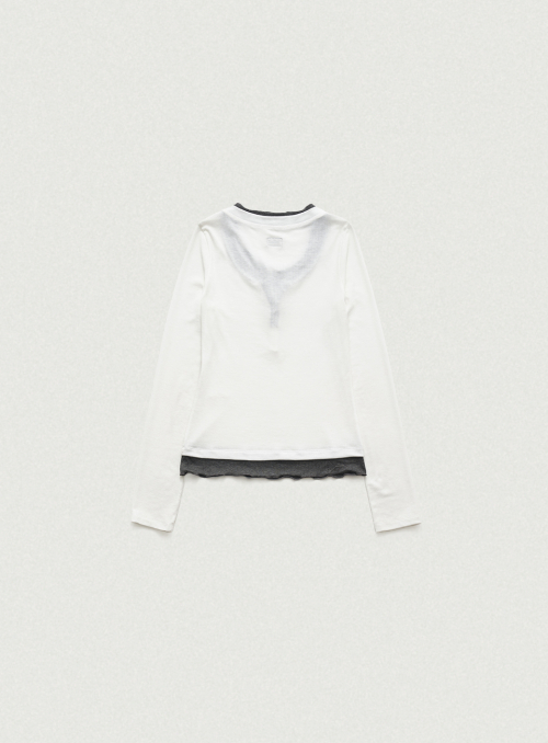 Aimee узкий Layered T-shirt_Ivory