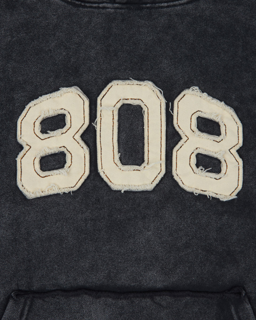 Плотное худи 808 с начесом (Washed Black)