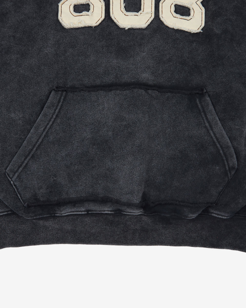 Плотное худи 808 с начесом (Washed Black)