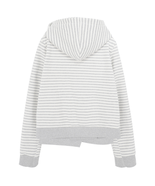 Двубортная худи-куртка в полоску, Cream Melange Gray