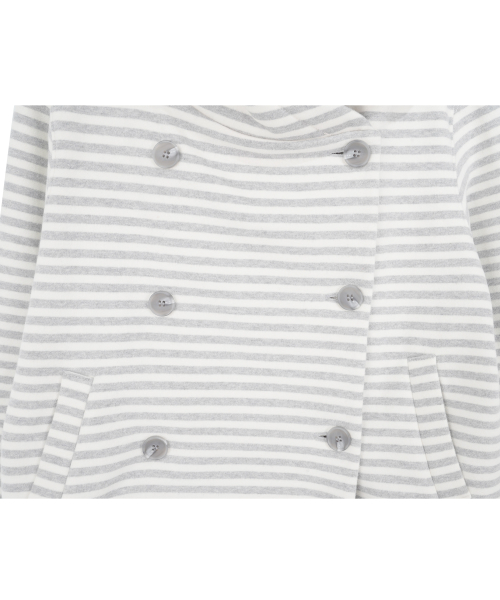 Двубортная худи-куртка в полоску, Cream Melange Gray