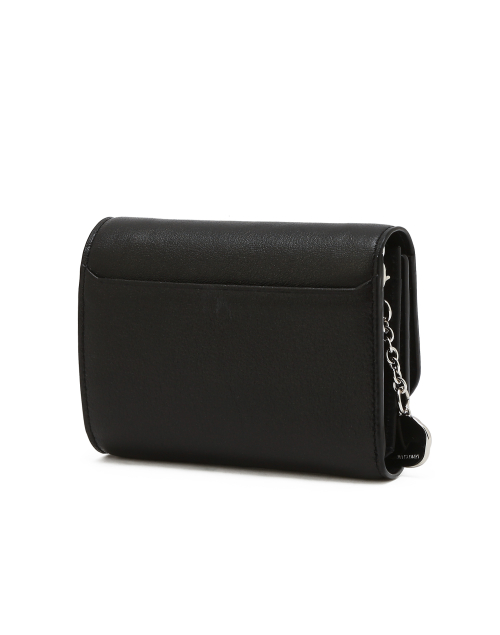 ZOE Кожаный кошелёк 3 секции с цветочным шармом, Black