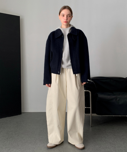 Handmade High-neck шерсть Blouson куртка (3color)