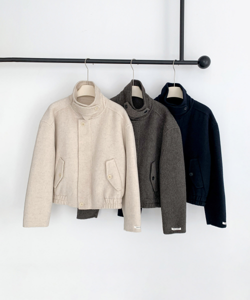 Handmade High-neck шерсть Blouson куртка (3color)