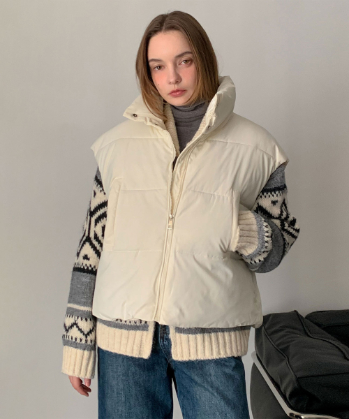 базовый короткий Padding жилет (3colors)