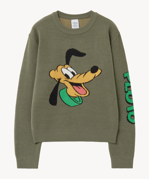 Вязаный джемпер Pluto с круглым вырезом Khaki