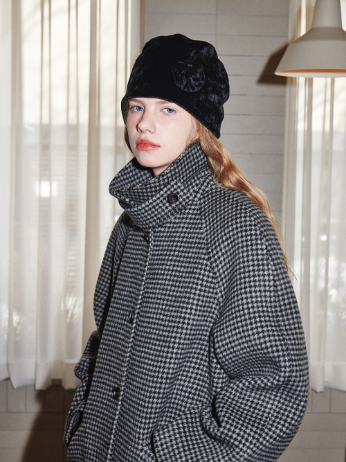 шерсть BOUCLE FUR воротник COAT_BLACK