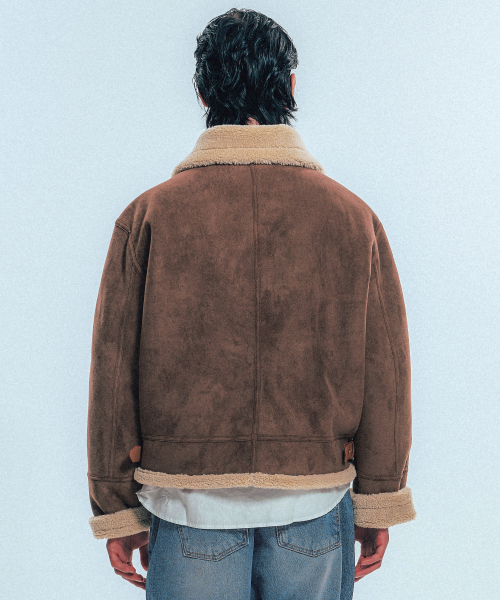 Vegan Suede Aviator Mustang Jacket_Mocha Brown thumbnail 4