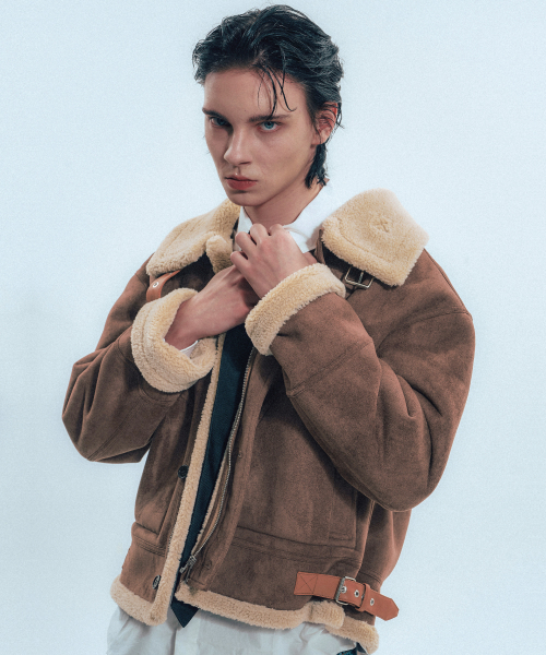 Vegan Suede Aviator Mustang Jacket_Mocha Brown thumbnail 3