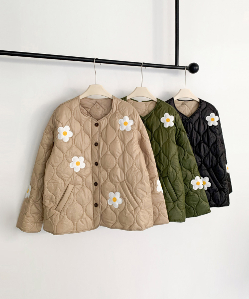 Collarless Daisy Quilting куртка (3Colors)
