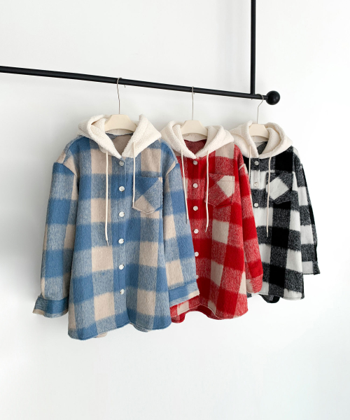 Overfit Check Hooded рубашка (3colors)