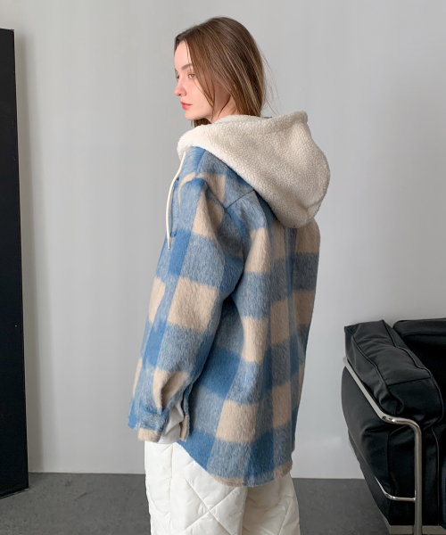 Overfit Check Hooded рубашка (3colors)