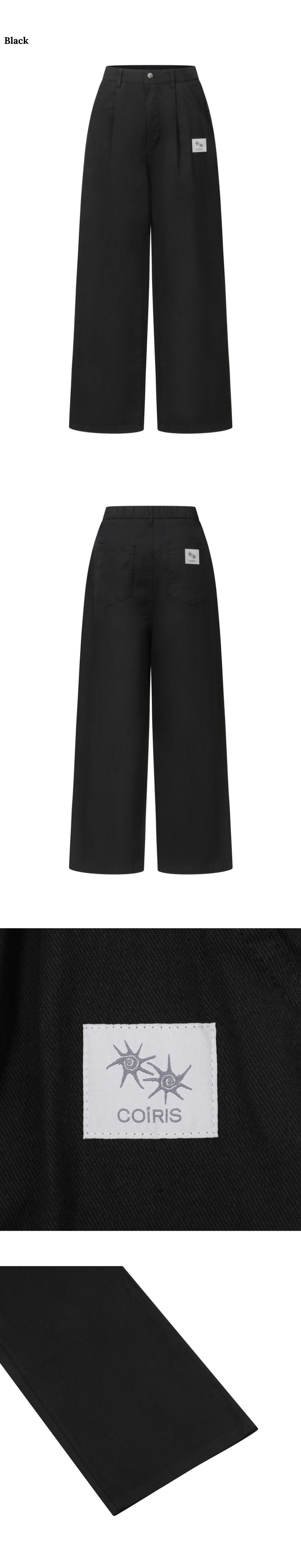 PINTUCK WIDE PANTS BLACK