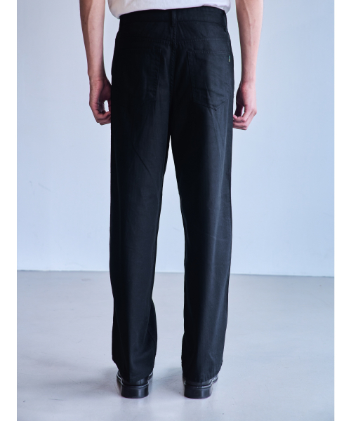 [ Import Fabric] Black Herringbone CottonPants Relaxed fit_FIT5 Black