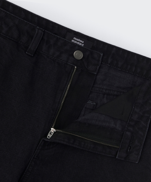 Fur Denim Pants [Washed Black]