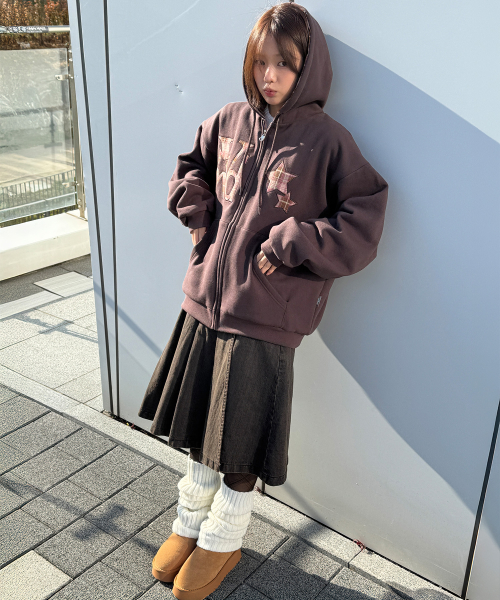 [Jezang Edition] Vicky Reversible Hoodie Zip-up Jacket [Brown]