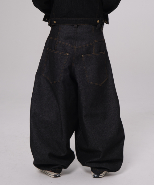 Panel Construction baggy pants (indigo)