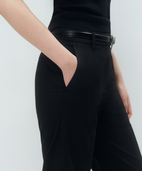[Cooltandard] Women's Low Rise Flare Slacks [Black] thumbnail 8