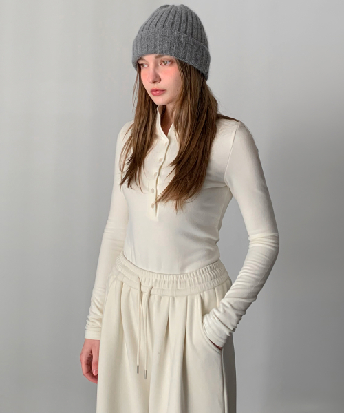 Half-neck Button T-shirt (4colors)
