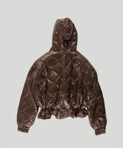 HIGH-GLOSS SCARF QUILTED JACKET
