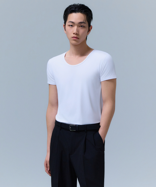 COOLTANDARD SCOOP NECK UNDERSHIRT [WHITE]