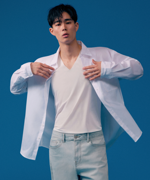 COOLTANDARD MESH FREECUT V NECK SLEEVELESS UNDERSHIRT [WHITE]