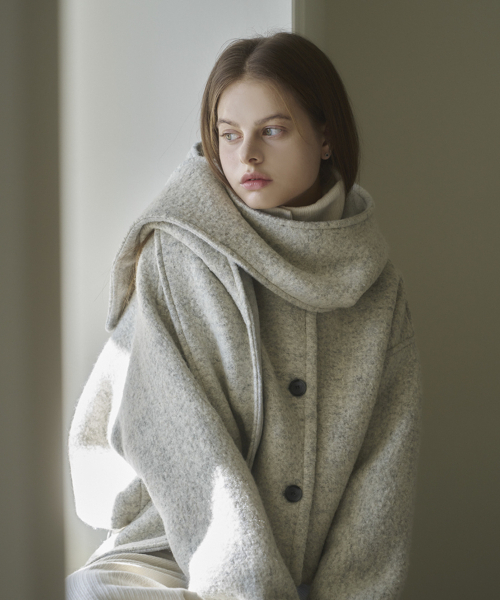 Hoodie WoolCoat_melange gray