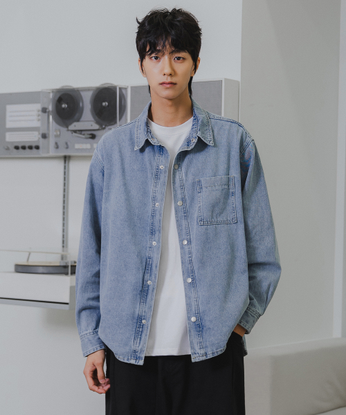 Washed Denim Oversized Shirt Jacket DLX1277