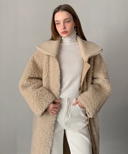 Fluffy Faux Fur Zip-Up Long Coat (3colors)