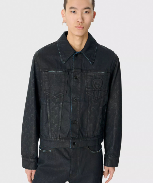(M) Denim Jacket Black MOON WAXED DENIM JACKET BK99 BLACK