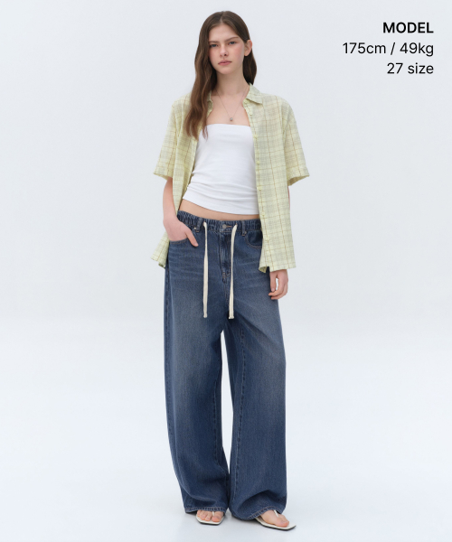 Wide Denim Pants [Midi ]