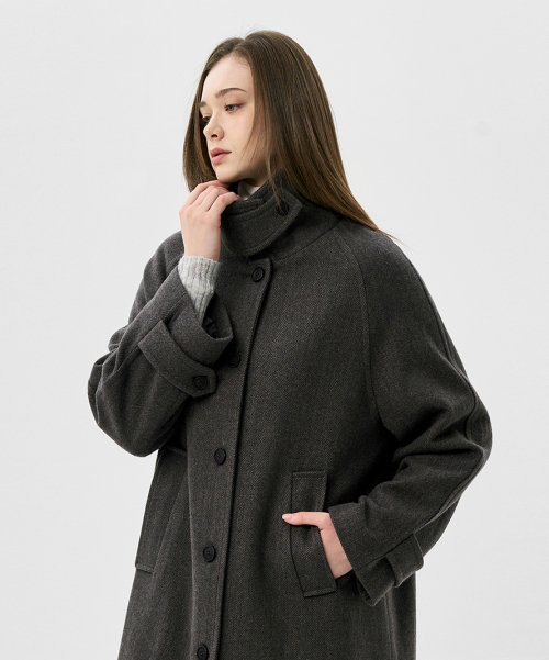 Herringbone Wool Coat_MELANGE GREY
