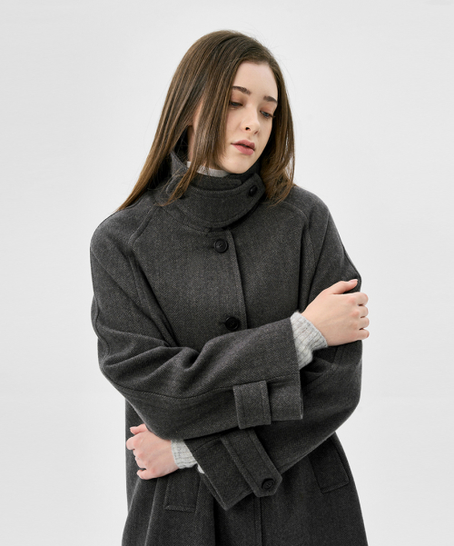 Herringbone Wool Coat_MELANGE GREY