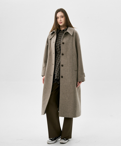 Herringbone Wool Coat_MELANGE BEIGE